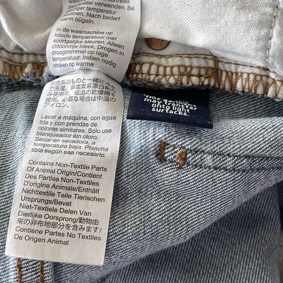 Madewell SZ 23 The High-Rise Slim Crop Boyjean Jeans Distressed Frayed Hems Blue - Picture 11 of 12